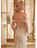 Off Shoulder Beaded Lace Tulle Slit Sexy Wedding Dress